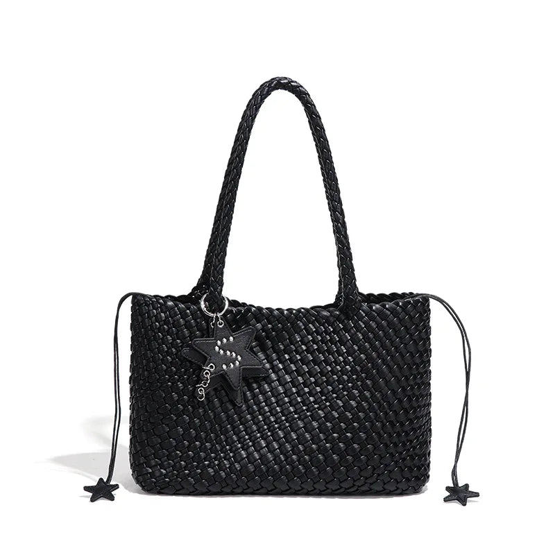 New Style Hand-woven Women's Bag Trendy Single-shoulder Underarm Bag Textured Casual Hand-held Mother-Daughter Tote Bag Handbag