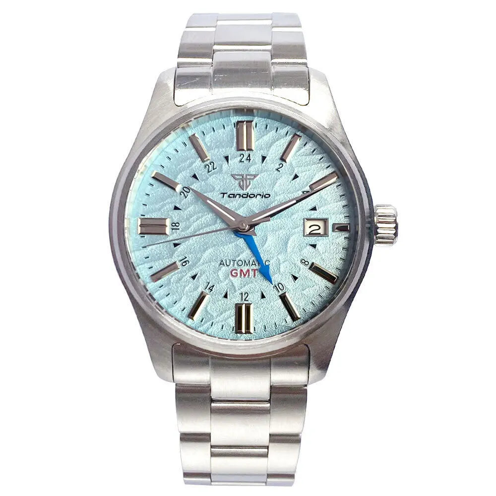 Tandorio Japan NH34 Automatic Mechanical Watch for Men Diver GMT Movement 200M Waterproof 39mm Sapphire Crystal Leather Band