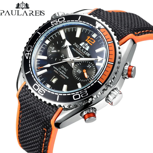 PAULAREIS P Luxury Men Automatic Self Wind Mechanical Watch for Men Rubber Strap Waterproof Luminous Date Fashion Mens Watches