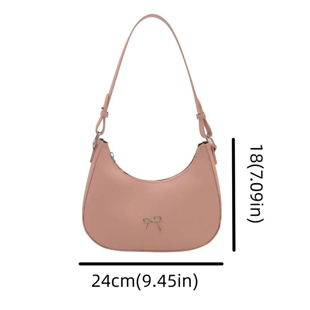 Trendy New Design Bowknot Armpit Bag Solid Color Korean Bowknot Underarm Bag Luxury PU Leather Y2K Handbag Girls