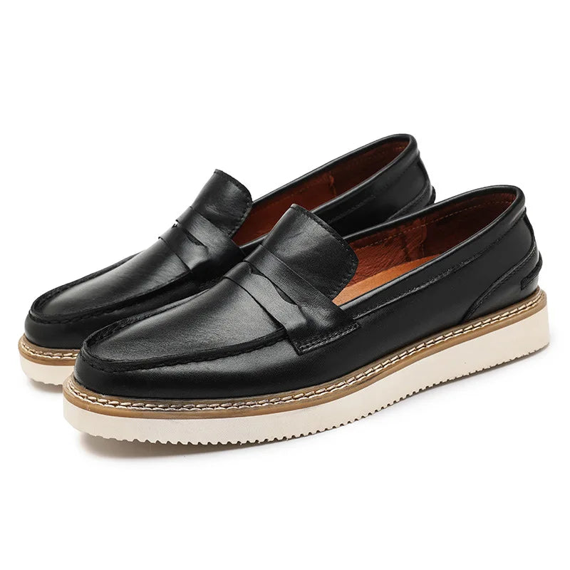 Fashion Genuine Leather Men Casual Shoes Business Slip On Handmade Shoes Hot Sale Brand Luxury Classic Men Shoes Flats Moccasins