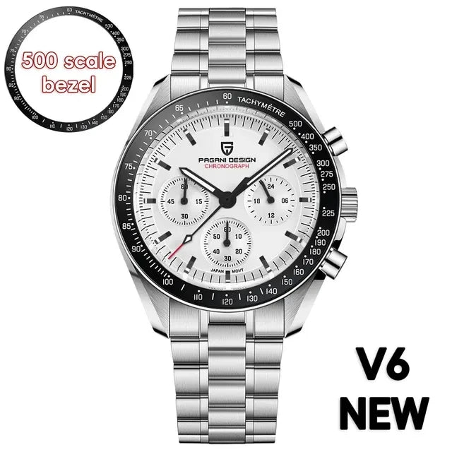PAGANI DESIGN 2024 Date Speed Chronograph AR Sapphire Luxury Quartz Men's watches 100M Waterproof Steel shell Luminous Watch+Box