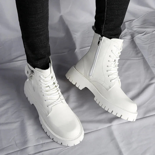 Men's English Style Thick Sole Design Men Boots Luxury High End Top Layer Leather Brand Famous Chelsea High Quality Casual Boots