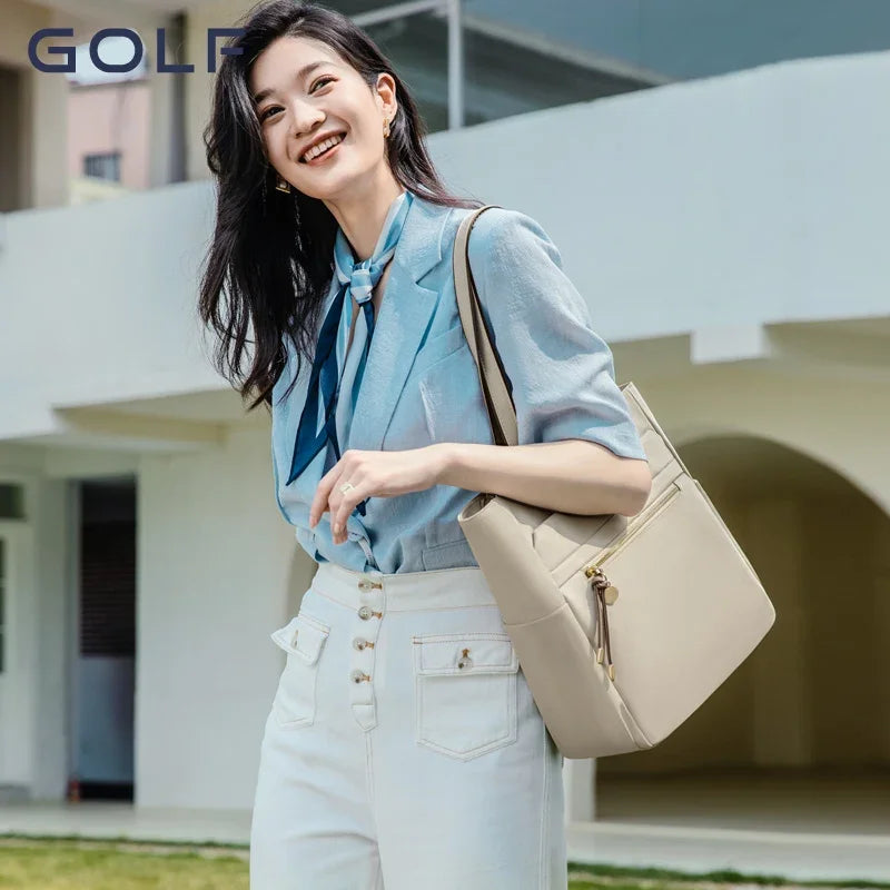 GOLF Female Tote Bags Shoulder Women's Elegant Commuter Laptop Tote Bag Leather Large Capacity Handbags Business Bags for Women