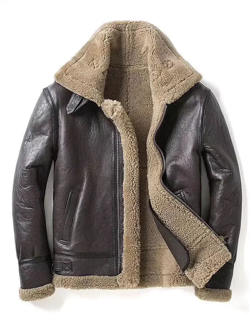 Men's Nature Fur Original Sheepskin Fur Genuine Leather Jacket Men's Motorcycle Suit Thick Real Leather Top Man Winter Coat 2022
