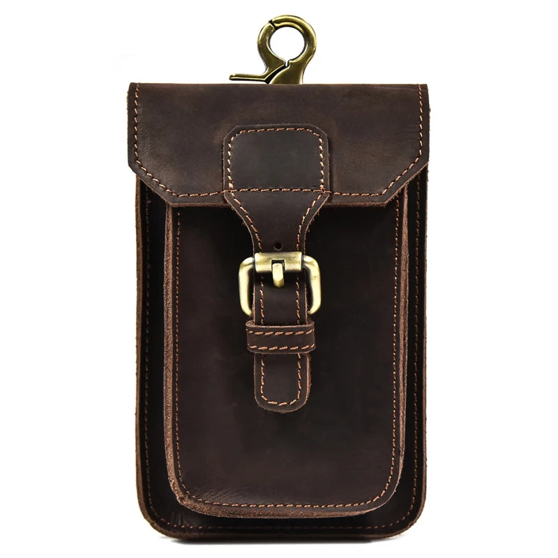 Leather Waist Bag On Belt Mobile Phone Bag Belt Pouch Leather Cellphone Pouch Fanny Pack Summer Mini Waist Bag Men Male