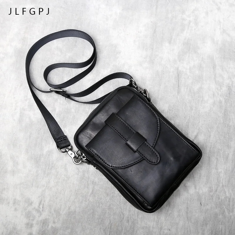 New Genuine Leather Men's Backpack Top Layer Cow Leather Casual Versatile Vertical Mini One Shoulder Messenger Bag