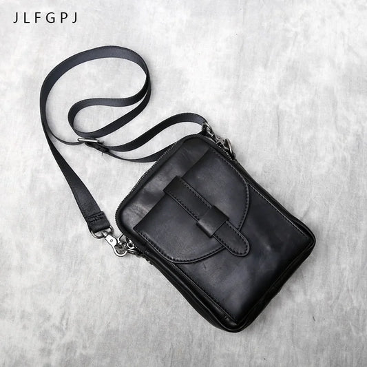 New Genuine Leather Men's Backpack Top Layer Cow Leather Casual Versatile Vertical Mini One Shoulder Messenger Bag