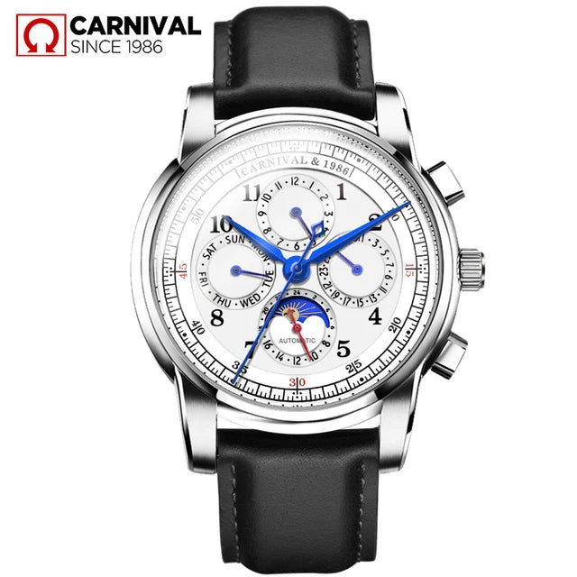 Carnival Brand Military Watch Fashion Luxury Waterproof Moon Phase Automatic Mechanical Watches For Men Clock Relogio Masculino