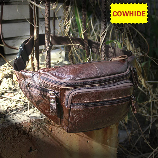 TopFight Leather Mens Brown Super Soft Touch Men's Leisure Business Waist Bags Cool Western Cowboy Work Waist Bags