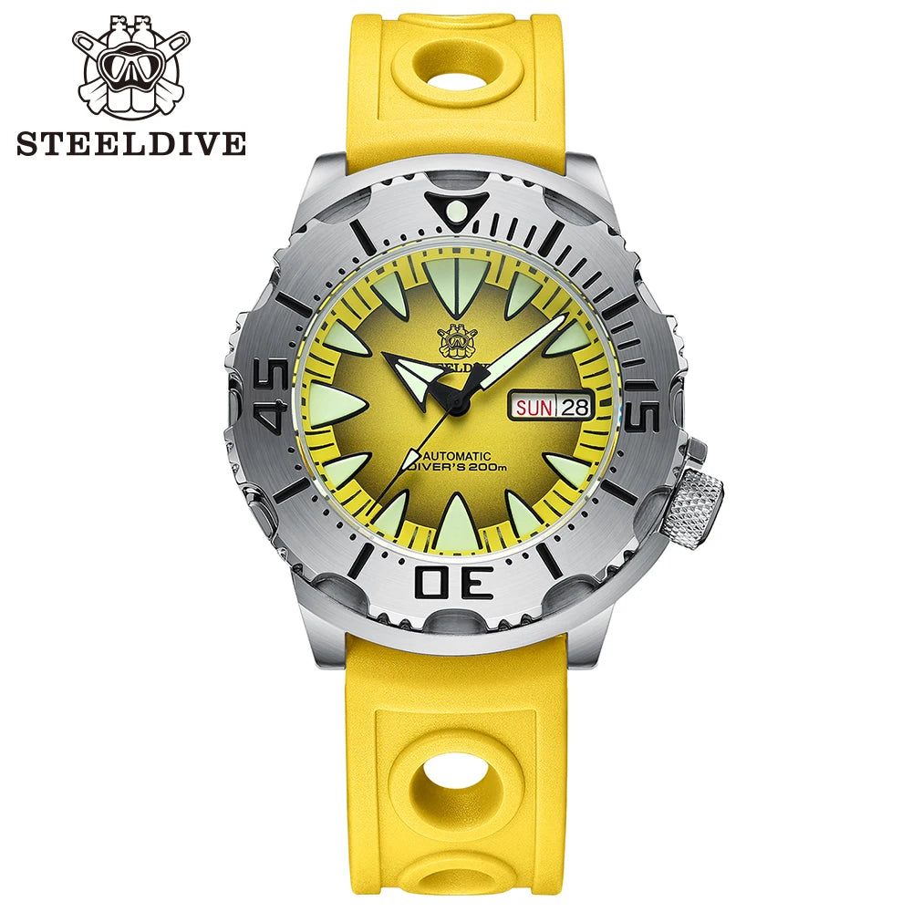 STEELDIVE SD1984 Hot Selling 42.2MM M onster 200M Waterproof NH36 Day Function Sapphire Glass Automatic Movement Steel Bracelet