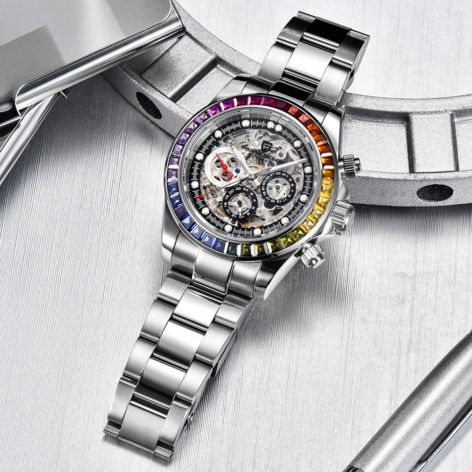 PAGANI DESIGN Top Super Brand Mechanical Automatic Watch Men's Ceramic bezel Rainbow Business Waterproof Watch Relogio Masculino