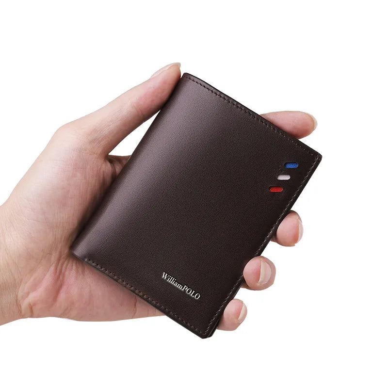 Genuine leather men's wallet, fashionable short style card holder, multifunctional coin purse