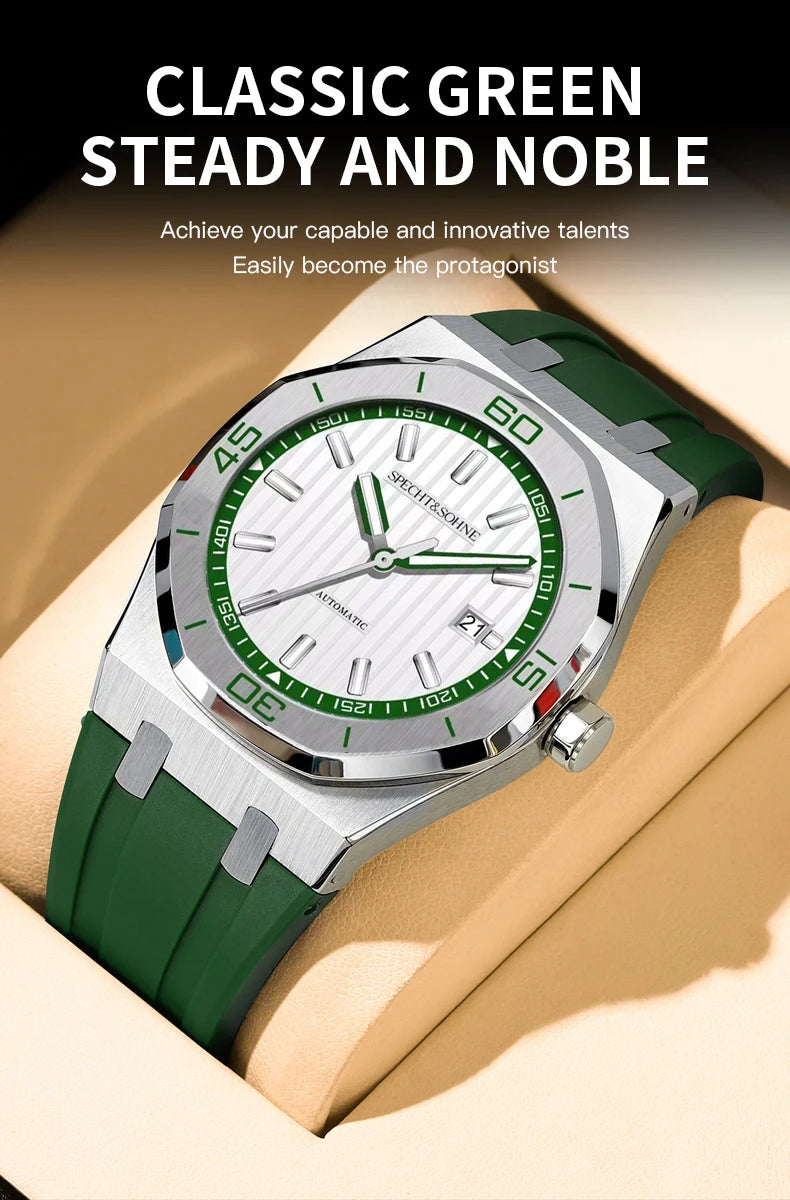 New Luxury Specht & Söhne Automatic Mechanical Watches Japan 8215 Movt Stainless Steel Watch Sapphire Crystal Waterproof 40MM