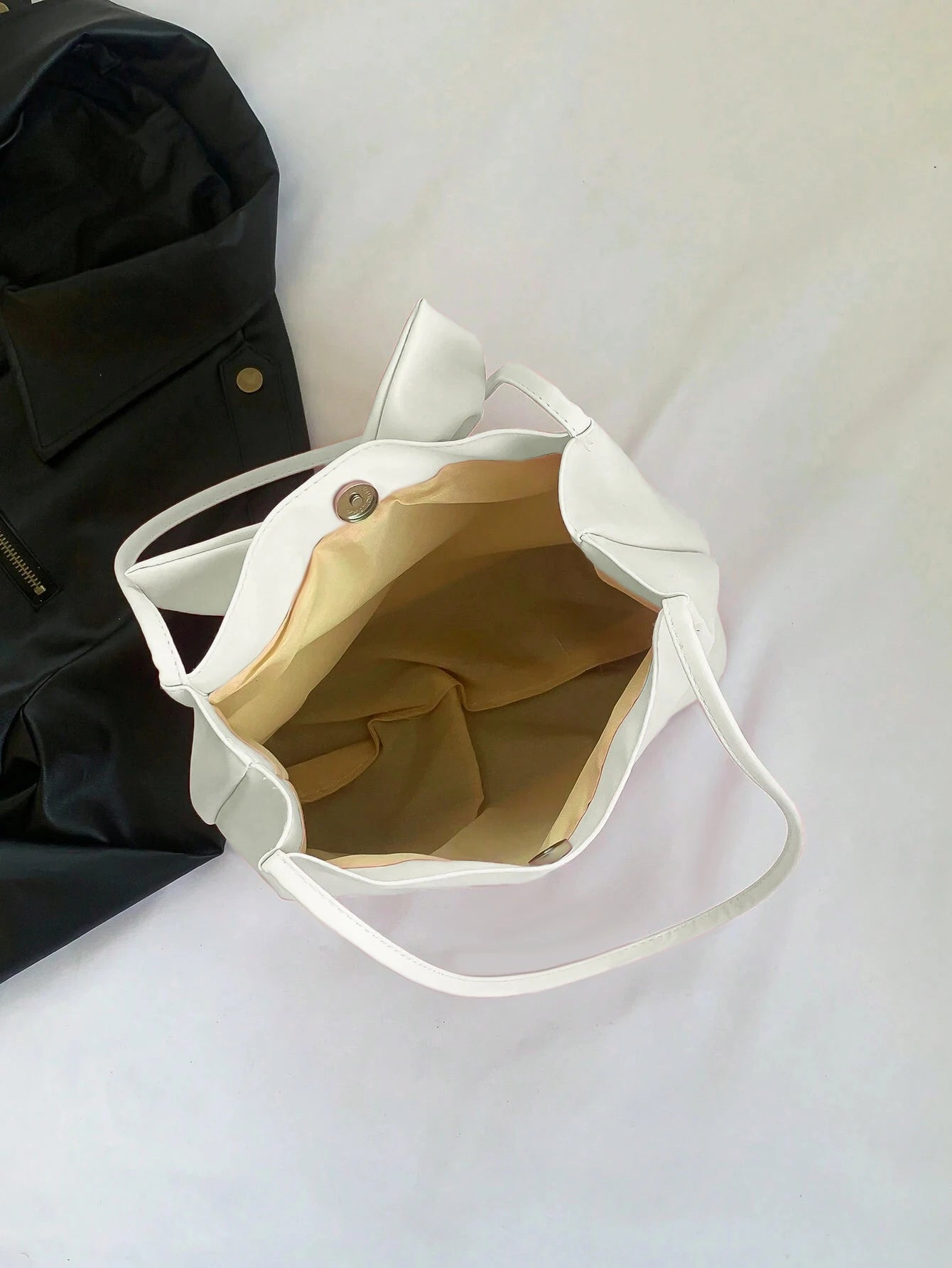 Fashionable Large Capacity Bow Knot Shoulder Bag Cute Kawaii Bow Decor Water Bucket Bag Lightweight Casual Handbag