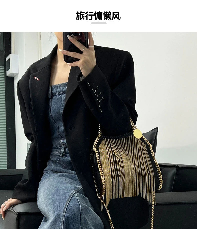 2023 Brand Designer Fashion Trend Handbag One Shoulder Crossbody Tassel Chain  Messenger Dinner Bags for Women