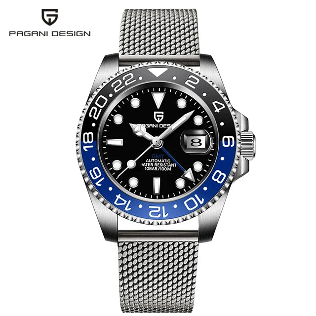 PAGANI DESIGN Sapphire Glass 40MM Ceramic GMT Mechanical Watches 100m Waterproof Classic Luxury Men Automatic Watch Reloj Hombre