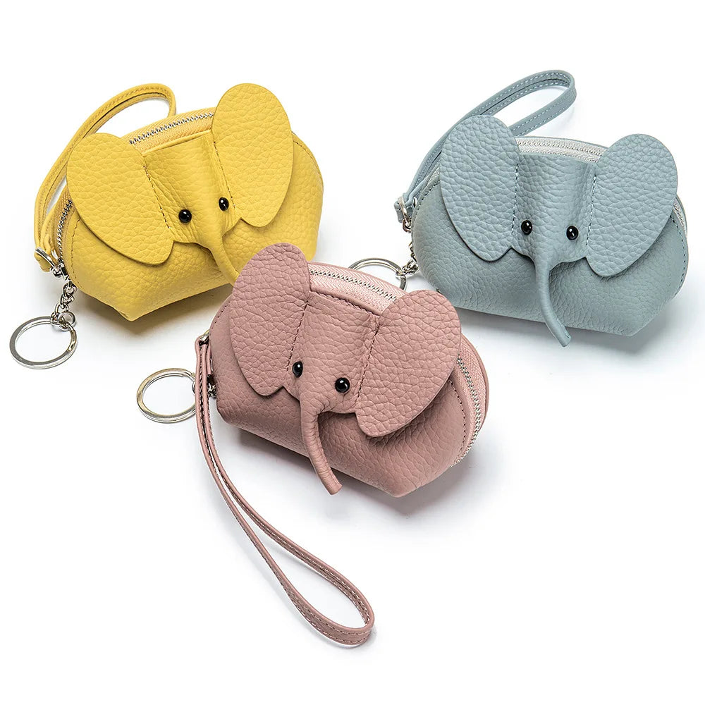 Brand New Zipper Coin Purse Key Bag Leather Japanese Elephant Coin Pouch for Women Cute Card Lipstick Storage Bags Mini Wallet