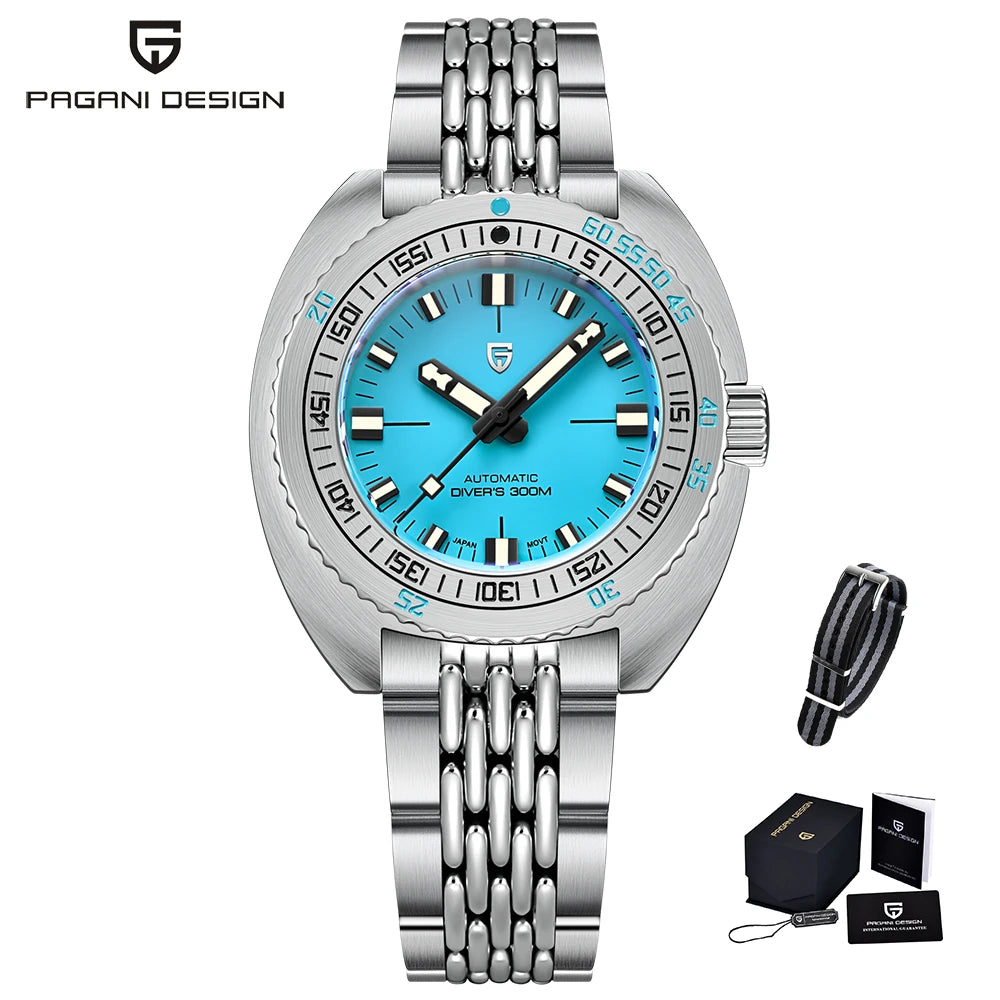Pagani Design 2025 New Men Mechanical Watch NH38A PD1719 Sapphire Crystal Stainless Steel Business Waterproof 300m Reloj Hombre