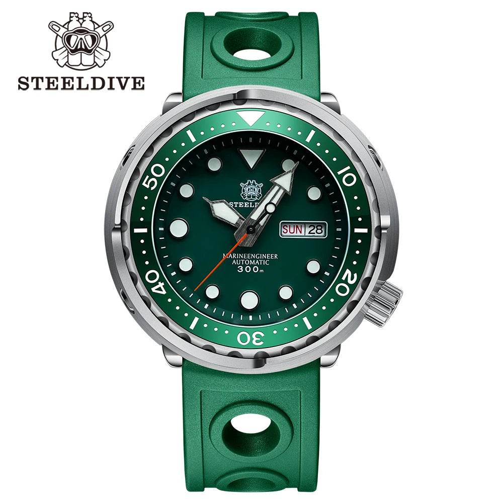 STEELDIVE Top Brand Day Function 47.5mm 300M Waterproof Sapphire Glass Ceramic Bezel NH36 Automatic Dive Can Tuna Watch for Men