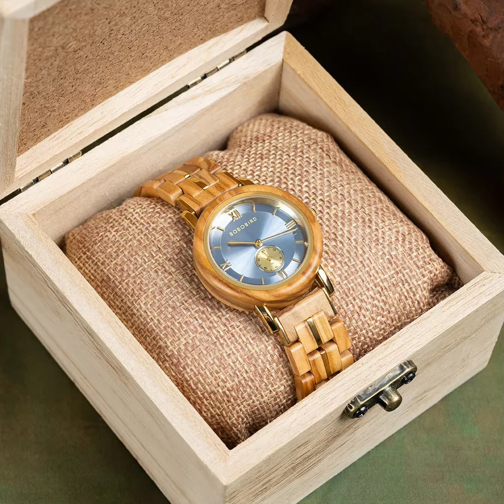 BOBO BIRD Women Watch Casual Fashion Quartz Watch Japanese Movement Round Dial Wooden Ladies Wristwatches Dress Clock Custom