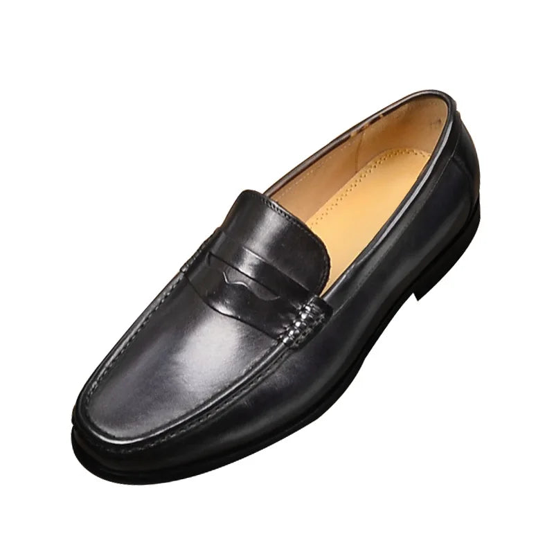 Vintage Top Layer Genuine Leather Slip on Loafers Breathable Moccasins Driving Design Casual Cowhide Shoes for Men