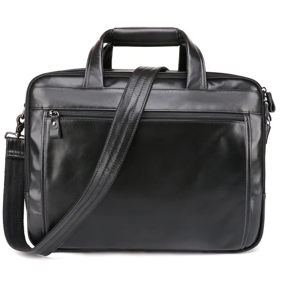 Large Genuine Leather Briefcase for Men A4 Office Handbag Men's Business Casual Travel Messenger Bag 15.6" Laptop Shoulder Bags