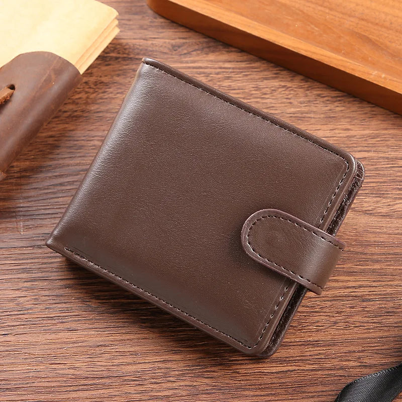 Men's PU Leather Wallets Business Card Holder Premium Short ID Holder Wallets for Man Luxury Money Bag Coin Purse Clutch