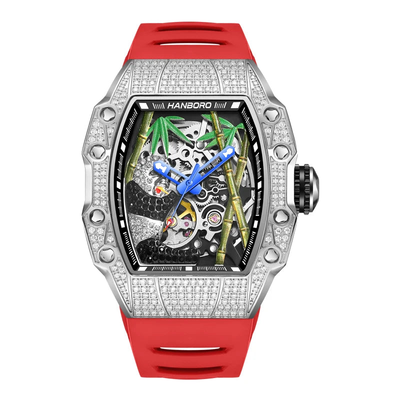 HANBORO National Treasure  Series full diamond craftsmanship fashion  skeleton balance wheel  men's automatic mechanical watch