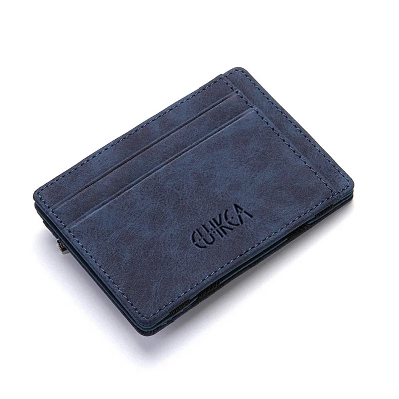 PU Leather Mini Wallets Ultra Thin 2023 New Men Male Small Magic Zipper Coin Purse Pouch Plastic Credit Bank Card Case Holder