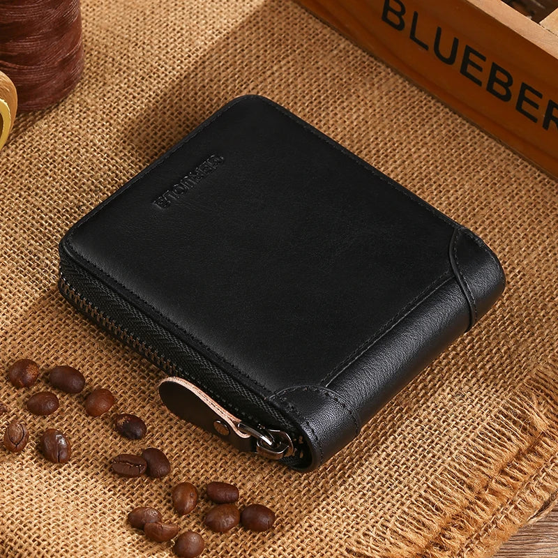 Wallet for men 2024 new genuine leather zipper wallet, change card bag, all-in-one wallet, trendy short clip for men