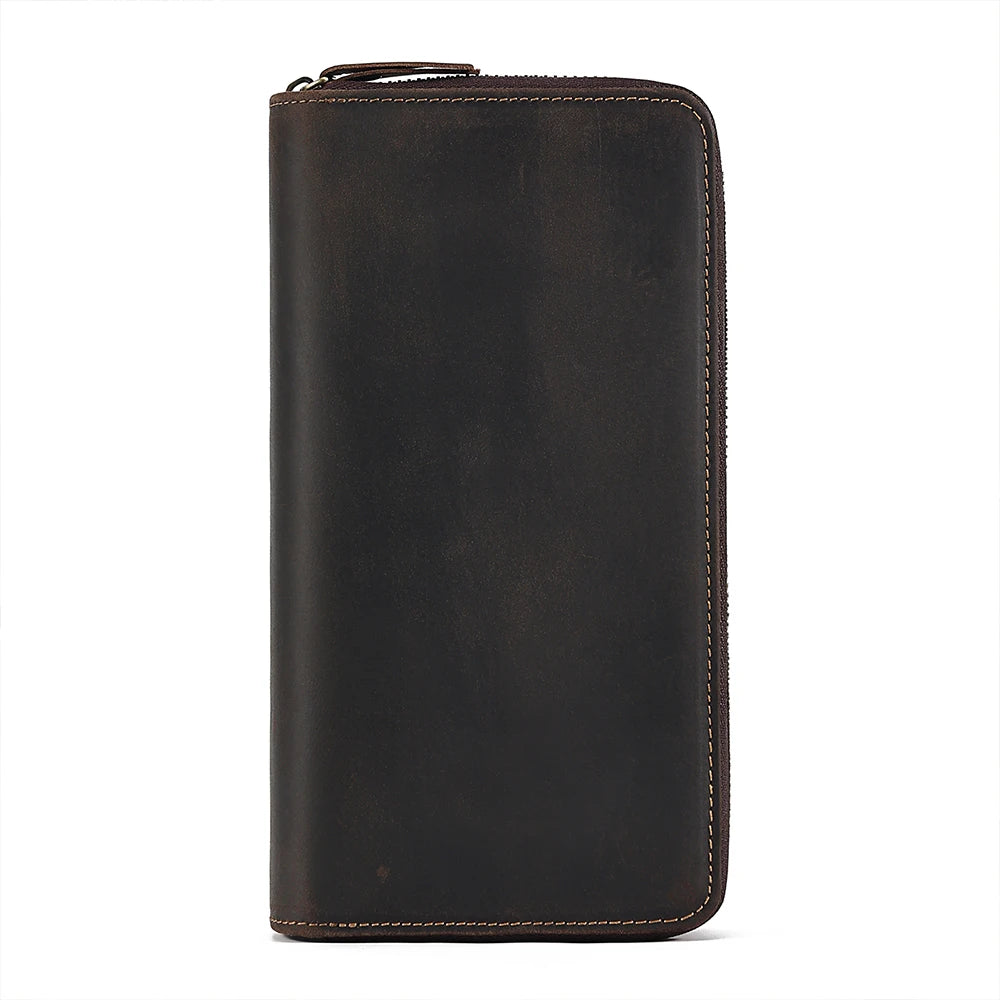 JOYIR Genuine Leather Men's Clutch Bag RFID Wallet Large Capacity Business Long Wallet with Hand Strap Male Purses Money Bag