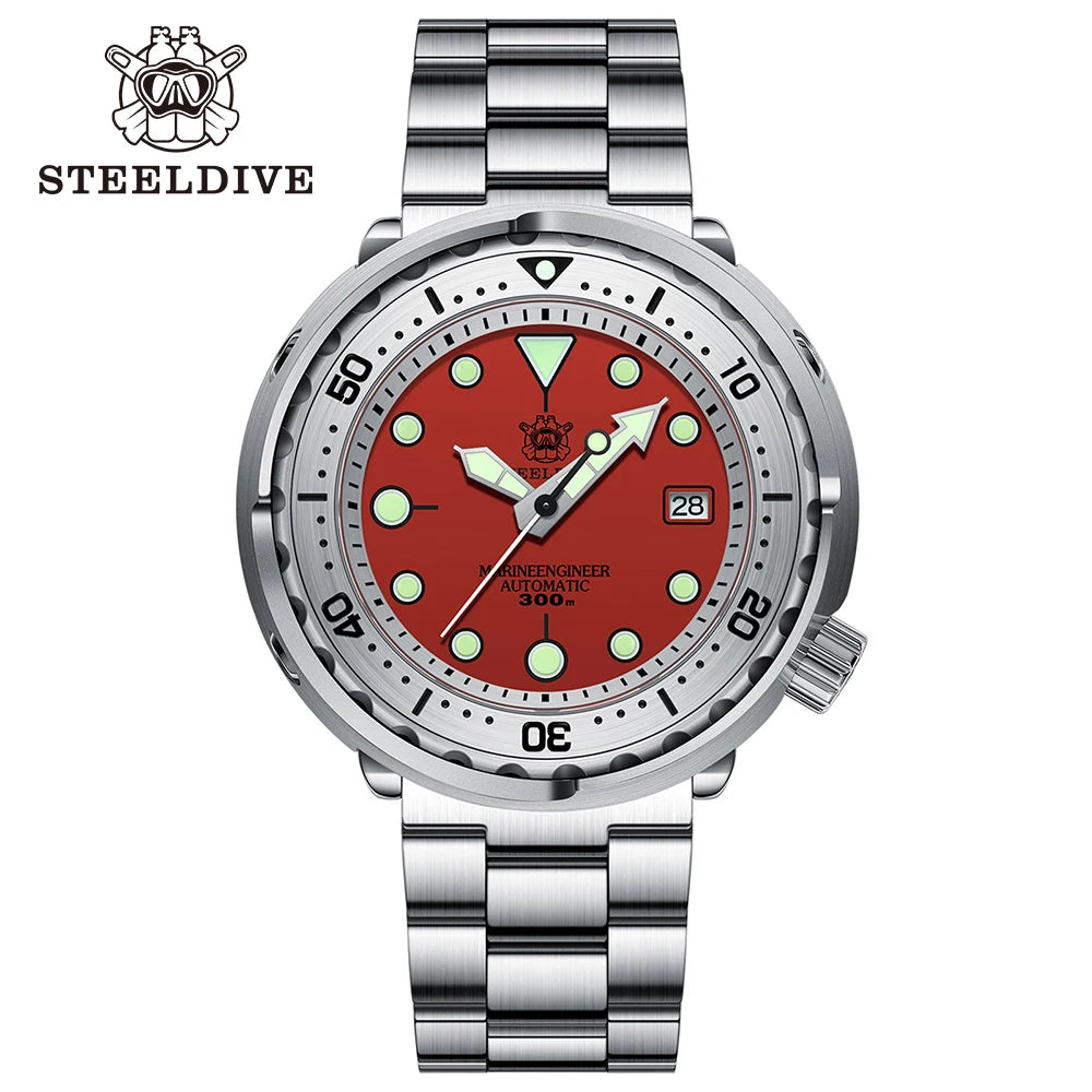 STEELDIVE SD1986 New Arrival 47.5MM Steel Bezel Insert Super Green Luminous 300M Waterproof NH35 Automatic Mens Dive Watch Reloj