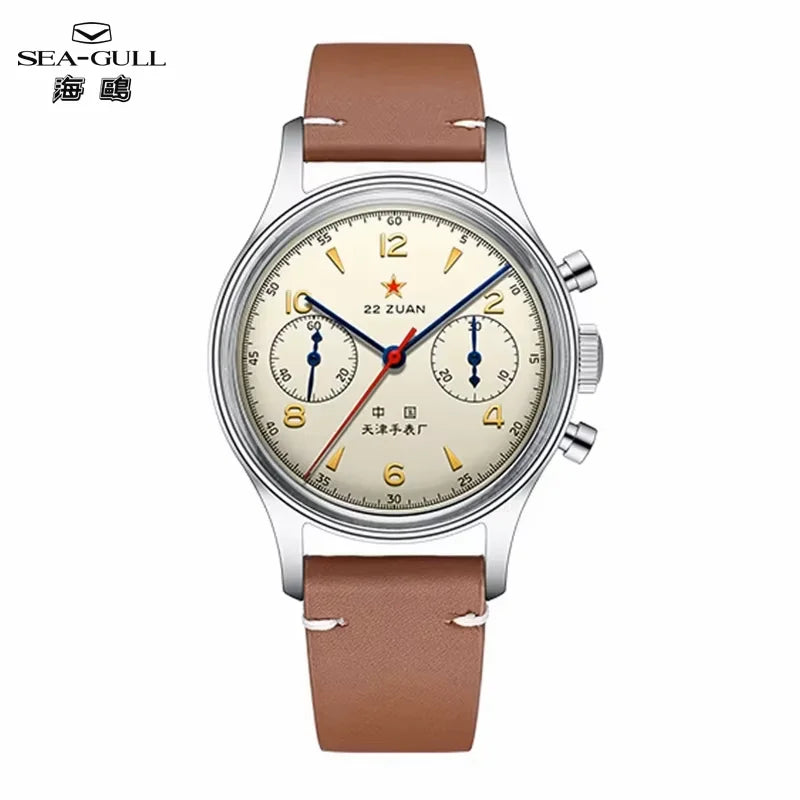 Seagull Aviator 38mm Chronograph seagull 1963 International Edition Mechanical Wristwatch ST1901 Watch  For Men USA Tax Free