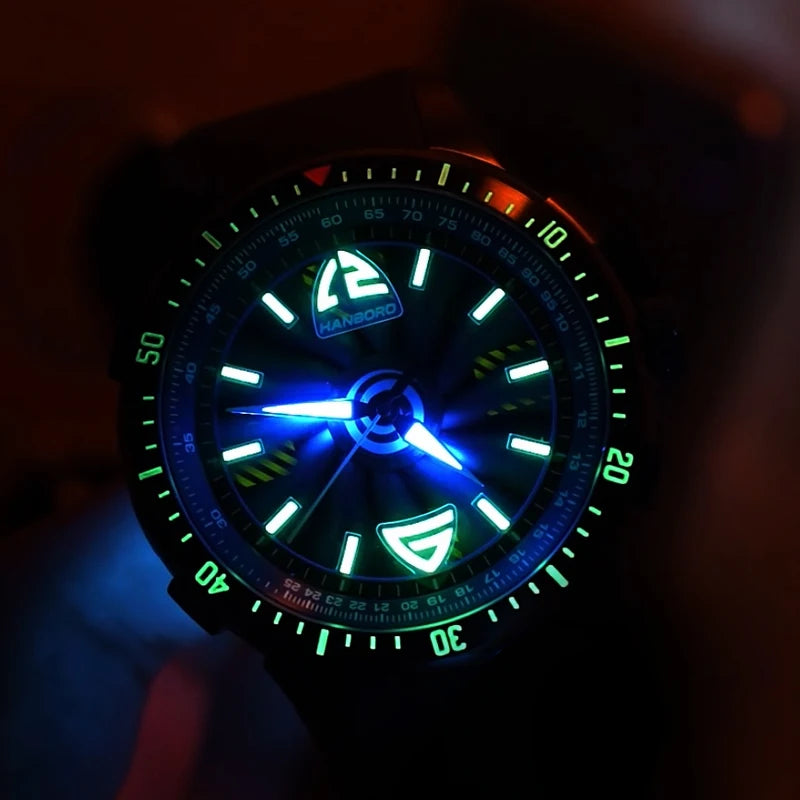 HANBOROMen's hollowed out flywheel mechanical watch, fully automatic personalized luminous waterproof watch