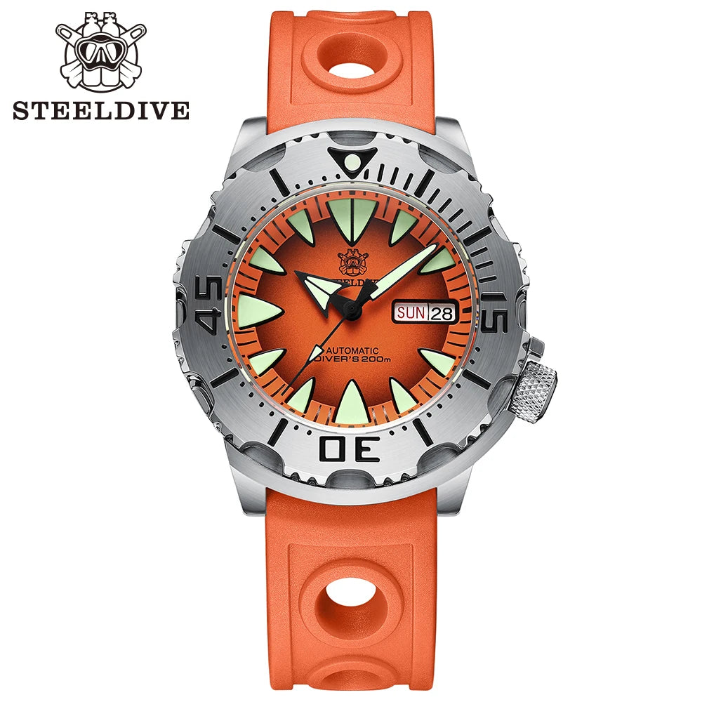 STEELDIVE SD1984 Hot Selling 42.2MM M onster 200M Waterproof NH36 Day Function Sapphire Glass Automatic Movement Steel Bracelet