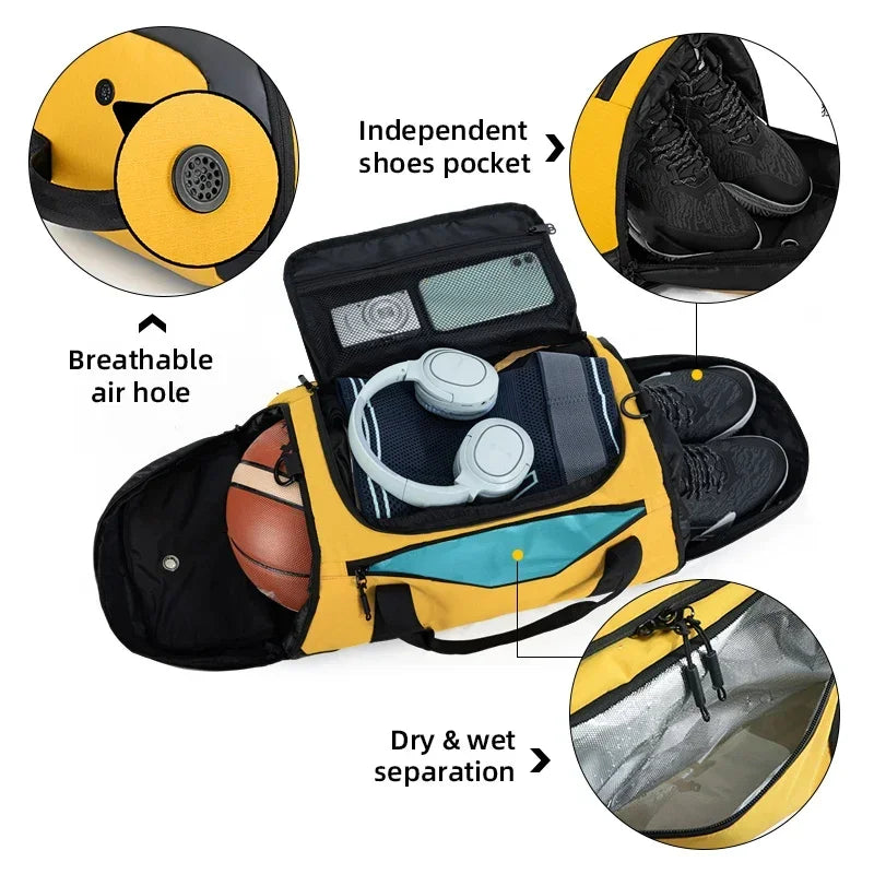 Sport travel bag Waterproof Gym Bags Fitness Training Shoulder bags Dry Wet Separation Basketball backpack Large Duffel Handbags