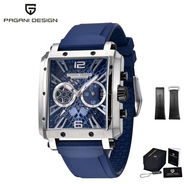 PAGANI DESIGN 2022 New Rectangular Watches for Men Top Brand Men's Sports Quartz Watches Skeleton Automatic Date Chronograph