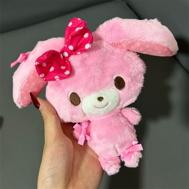 Bonbonribbon Plush ID Card Holder Pass Case Retractable Pink Bunny Body Cute Coin Purse Coin Pouch Wallet Kawaii Bag Keychain
