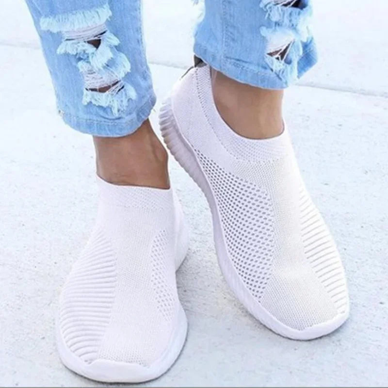 Women Seakers Plus Size 43 Breathable Mesh Platform Sneakers Women Slip on Soft Ladies Casual Shoes Woman Knit Sock Flats