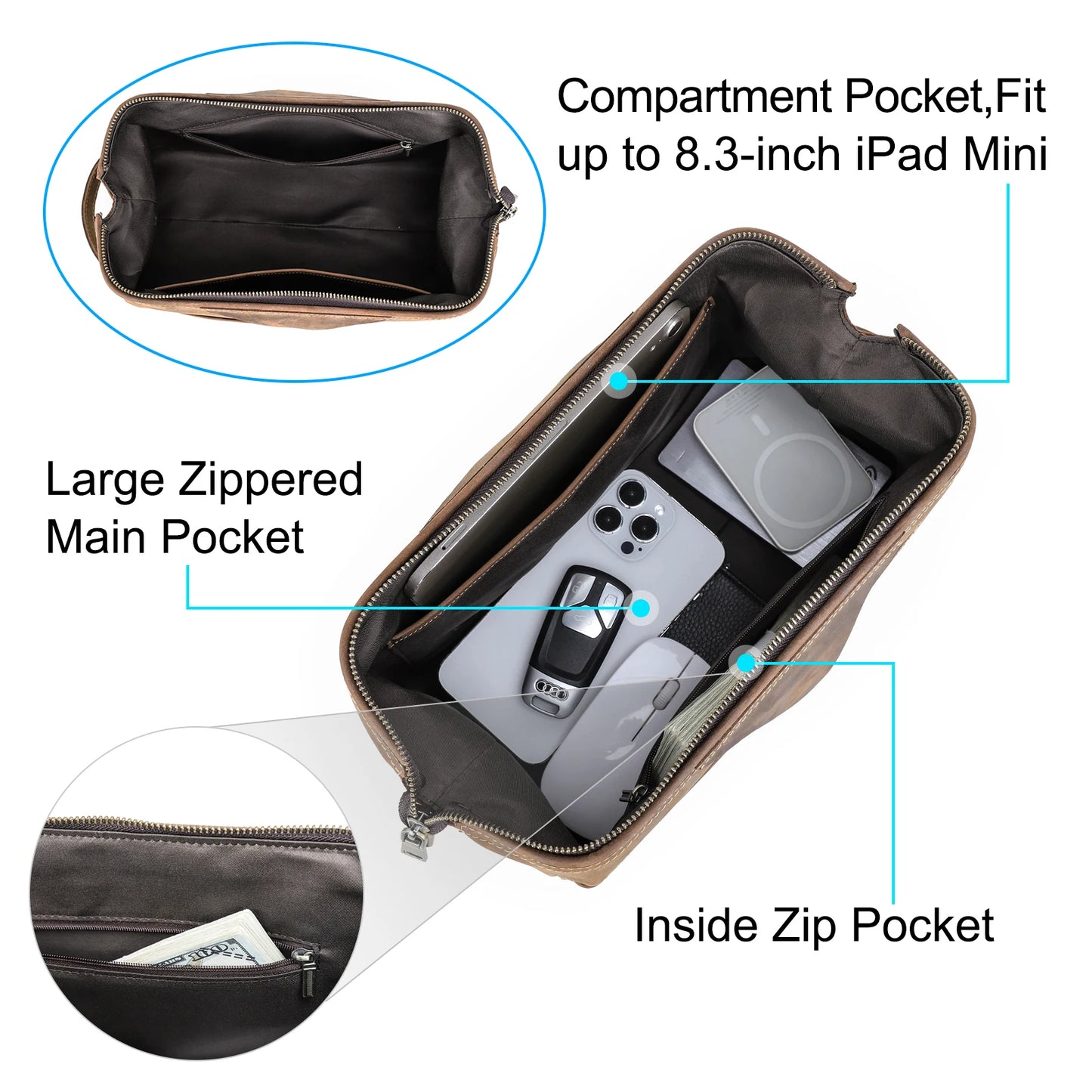 CONTACT'S Genuine Leather Clutch Bags for Men Large Capacity Tote Handbag Men's Bag Cosmetic Bag Male Travel Bag Clutches Wallet