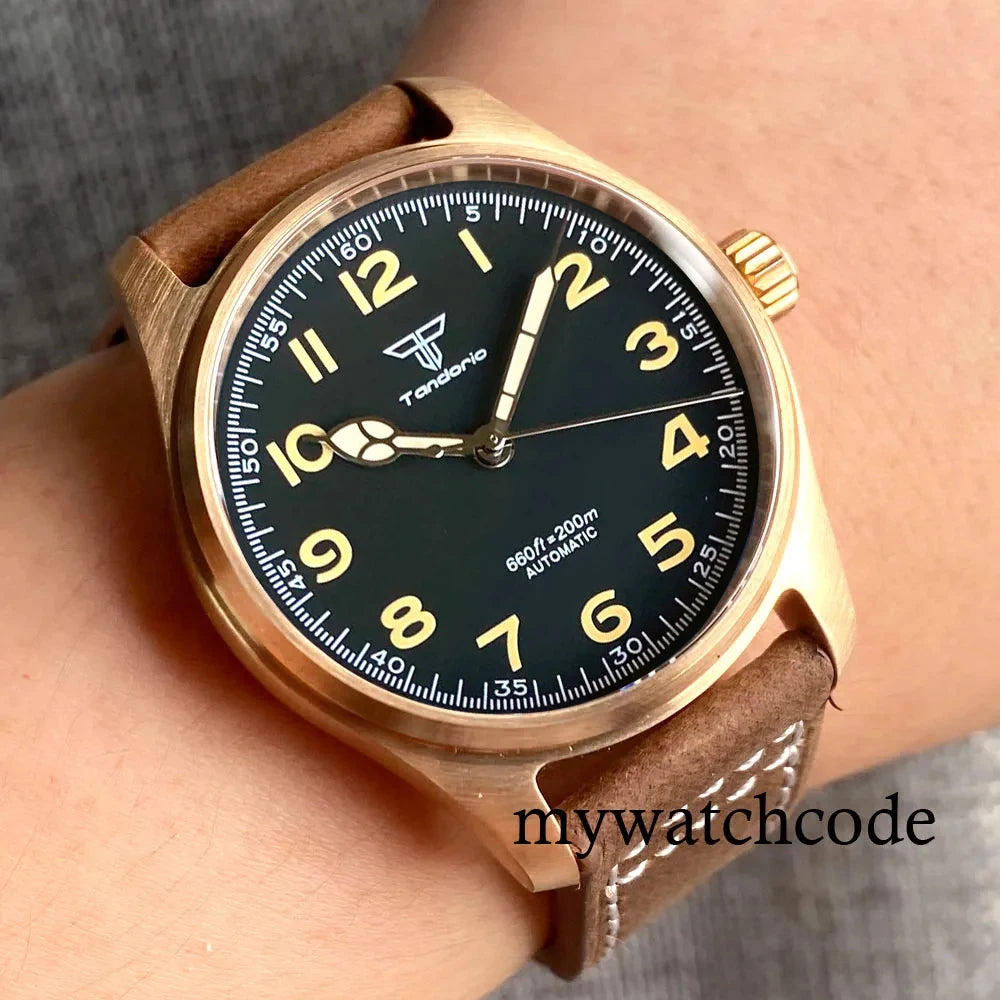 Classic Khaki Field Series Pilot Watches for Men 200M Waterproof Polish Bezel NH35AA Movt Beige Snake Hand  Automatic Watch