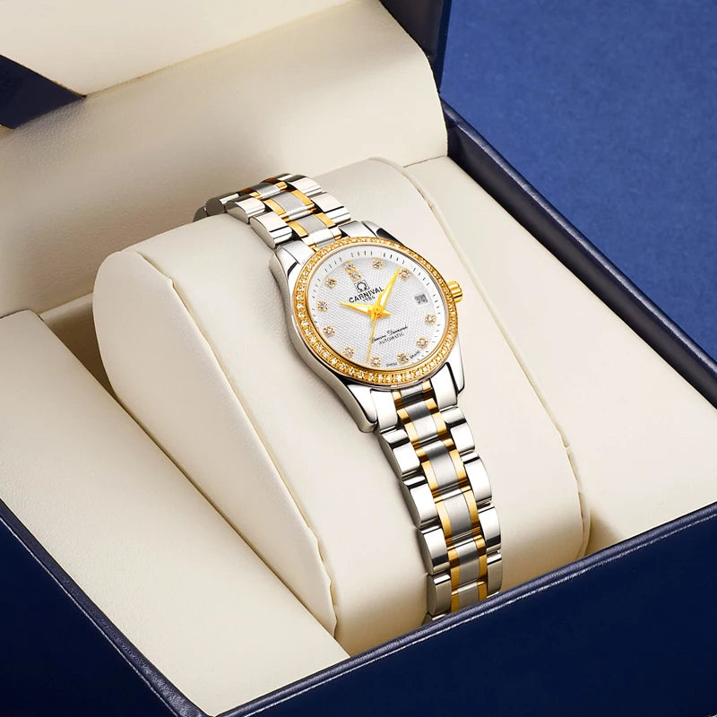 Carnival Brand Luxury Women Mechanical Watch Ladies Waterproof Luminous Sapphire Automatic Wristwatch Clock Relogio Feminino