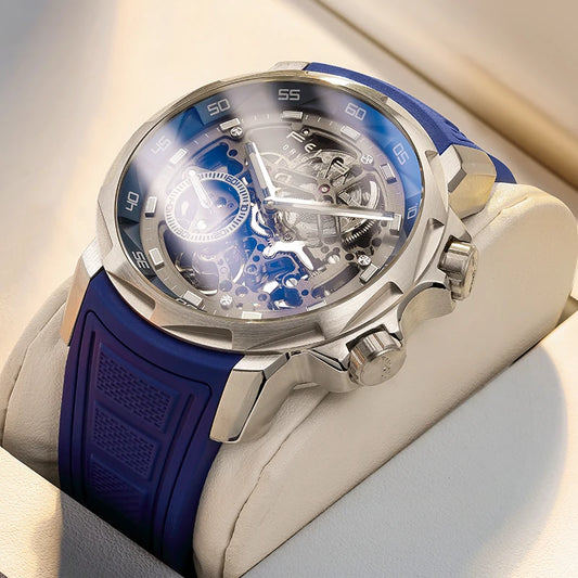 FEICE 2025 new double-sided skeleton trend men's automatic mechanical watch luminous waterproof-FM511