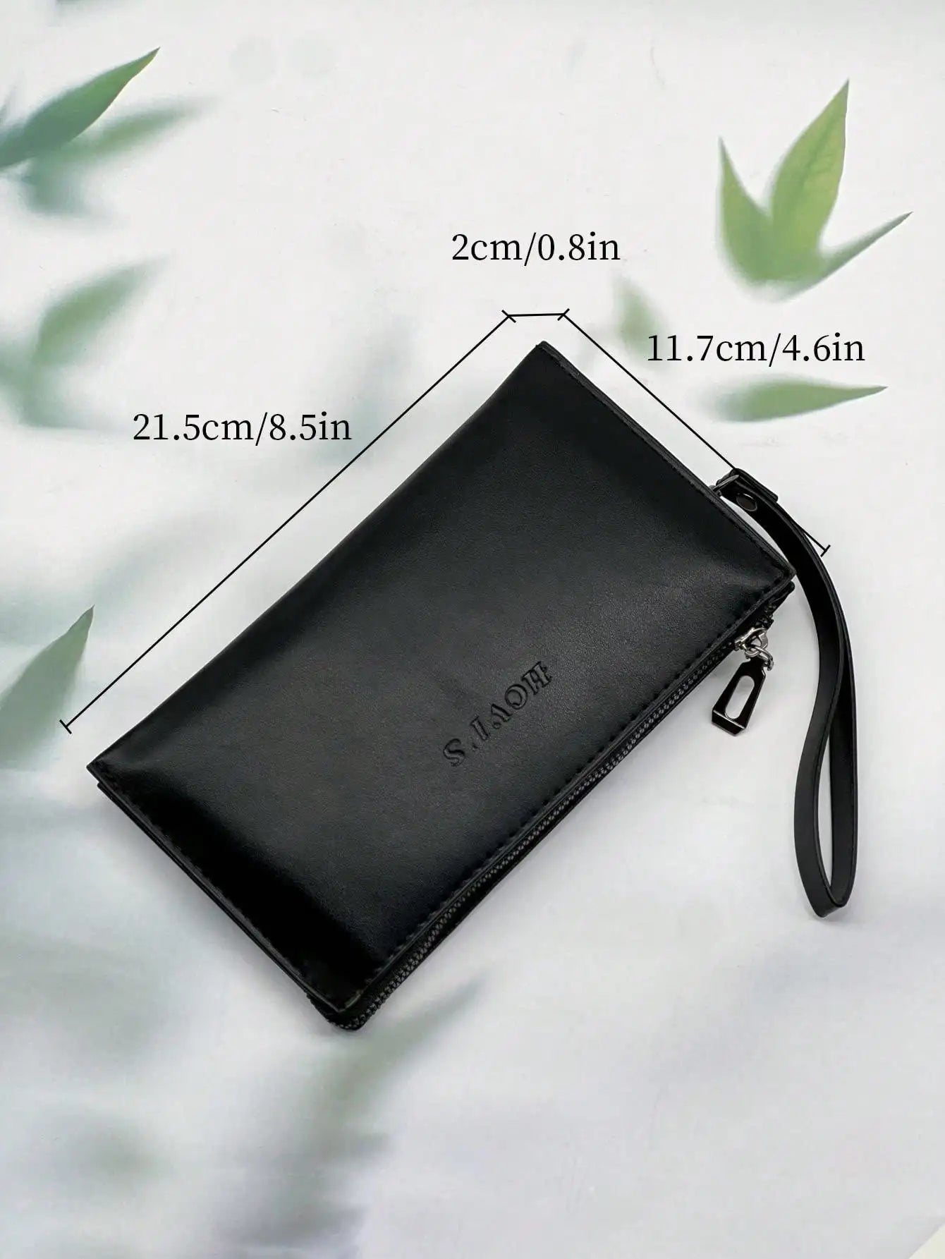 Stylish and simple senior men's purse double-layer ultra-thin large capacity portable wrist bag long wallet
