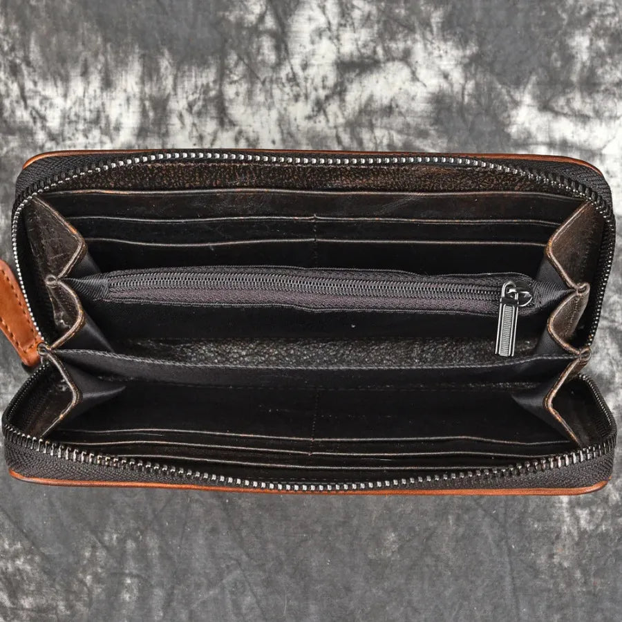 Genuine Leather Long Purse Men Women Handy Wallet Money Bags Real Cow Leather Business Clutches Carteras Mujer Wallets