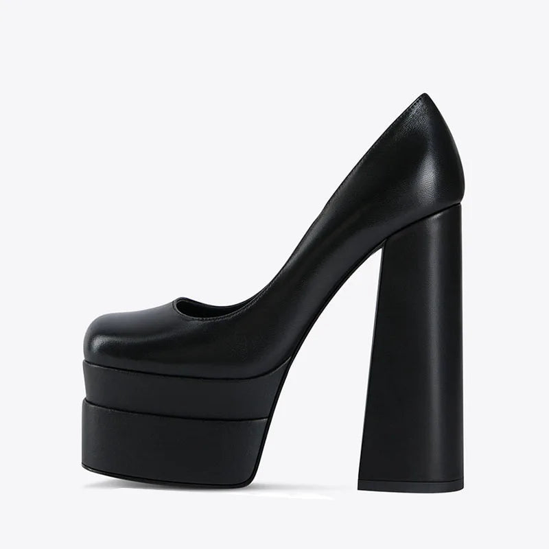 Arden Furtado 2024 Women's Platform high-heeled shoes Square toe Shallow Super high heel Elegant Extra large size Single shoe