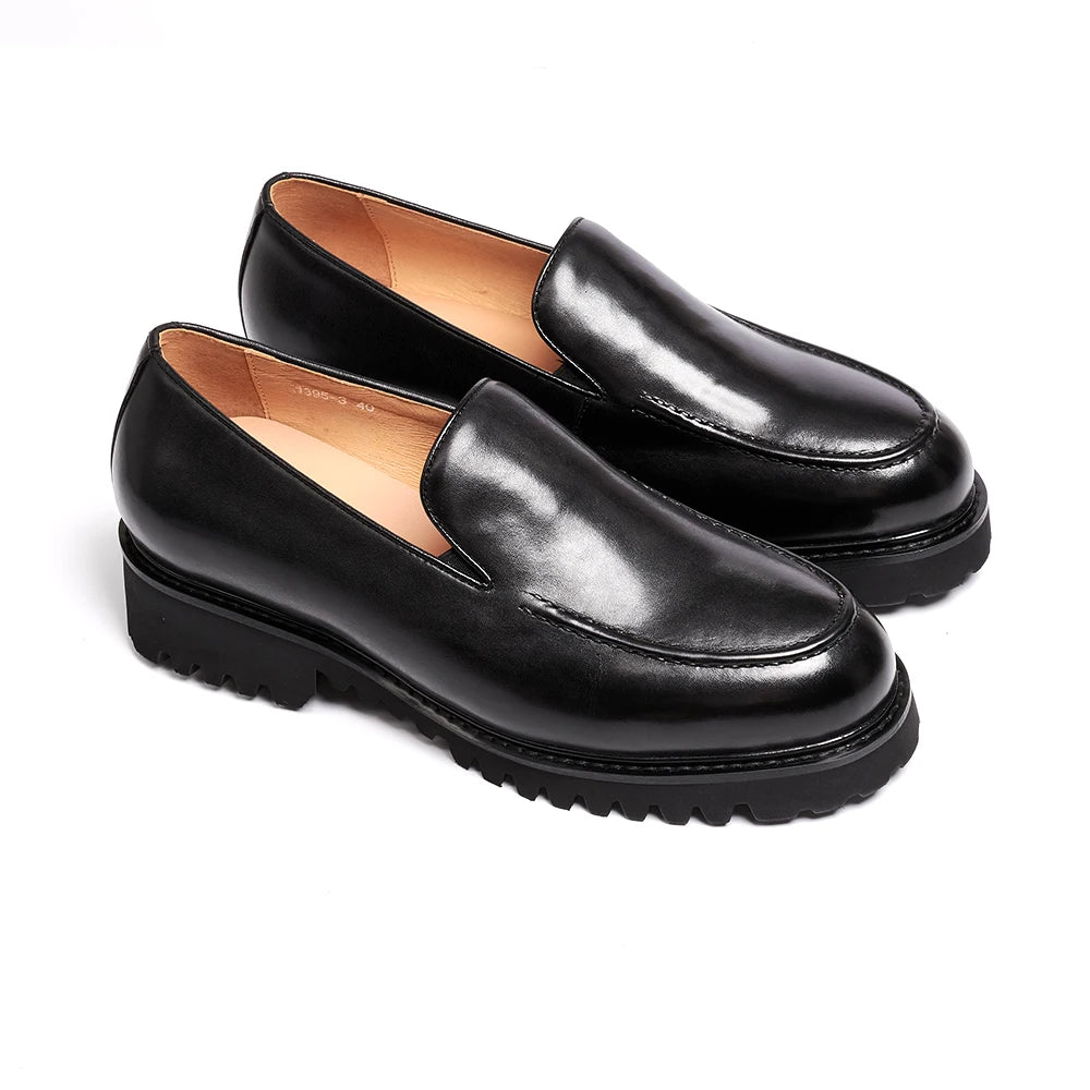 Fashionable Men Formal Shoes Genuine Leather Handmade High Heels Thick Shoes Classic Wedding Office Men's Formal Business Shoes