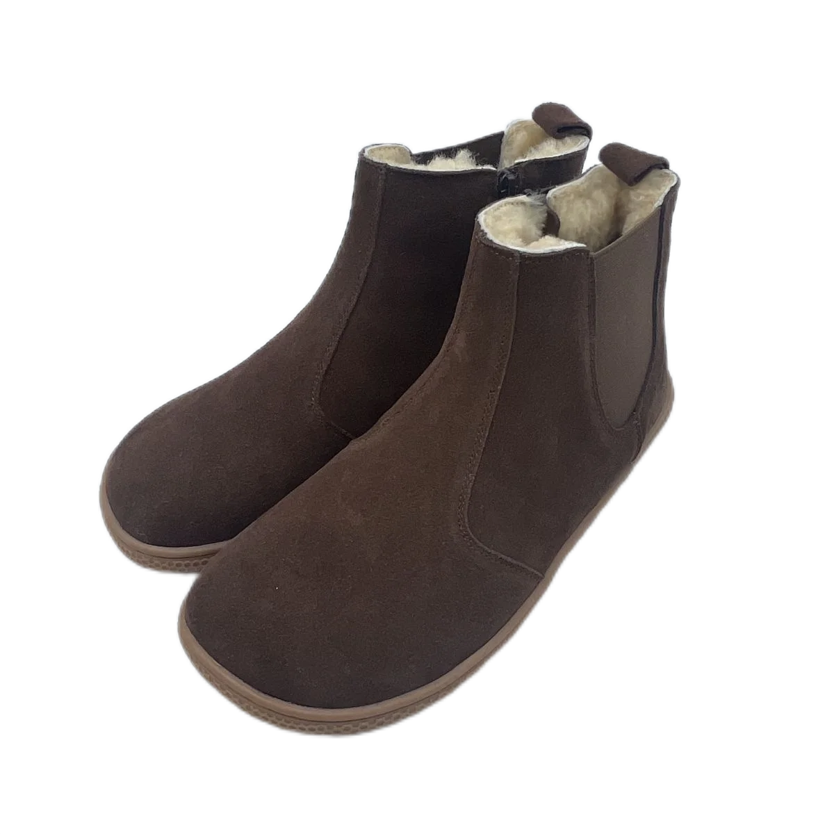 Tipsietoes Chelsea Barefoot Genuine Leather Winter Boots With Warm Real Natural Fur Linning And Insole For Women Zero Drop Sole