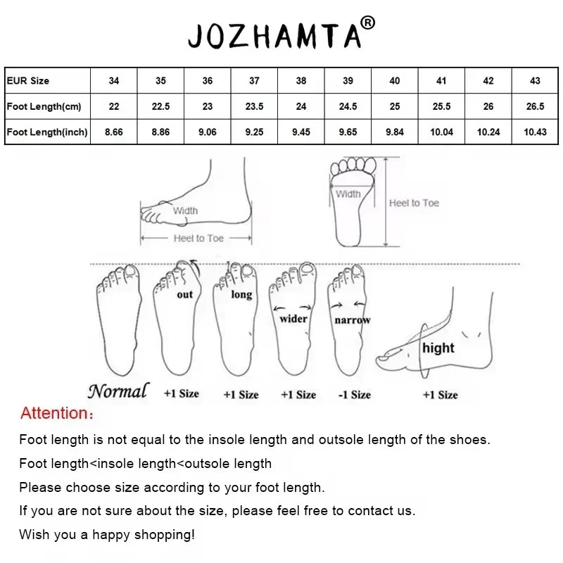 JOZHAMTA Size 33-40 Women Ankle Stretch Boots Soft Leather Chunky High Heels Shoes Winter Elastic Short Booties Casual Office
